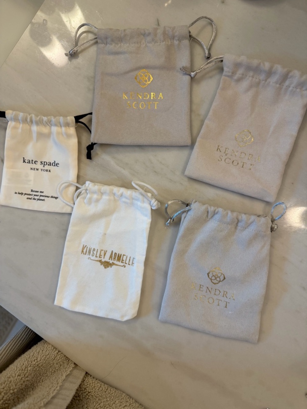 Kendra Scott & Designer Jewelry Pouches - Gray and White